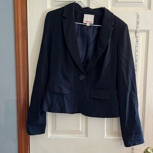 Hollywould-M-navy blue-lined, long sleeve, single button to close, blazer/jacket